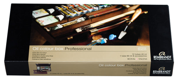 Rembrandt Couleurs à l’huile set coffret bois Professional | 12 x 40 ml + 1 x 60 ml + accessoires