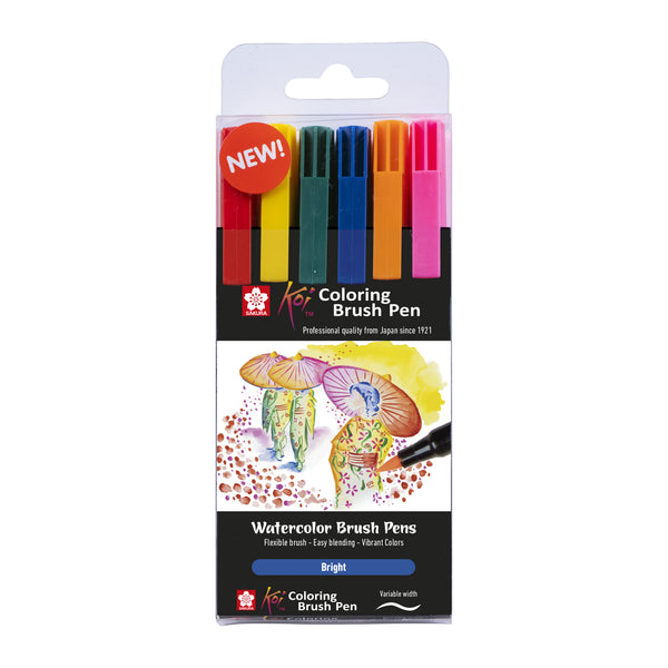 Sakura Koi Coloring Brush Pen set Bright | 6 couleurs