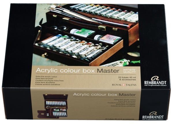 Rembrandt Acrylic colour wooden box set Master | 20 x 40 ml + accessories