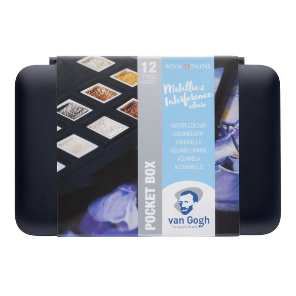 Van Gogh Set spécial de peinture à l'eau 12 couleurs en godets, pocket box en plastique