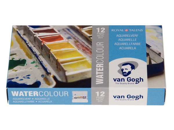 Van Gogh Aquarelverf set in metalen blik met 12 kleuren in halve Napjes