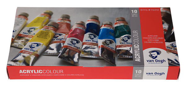 Van Gogh Set de base couleurs acryliques avec 10 couleurs en tube de 40 ml