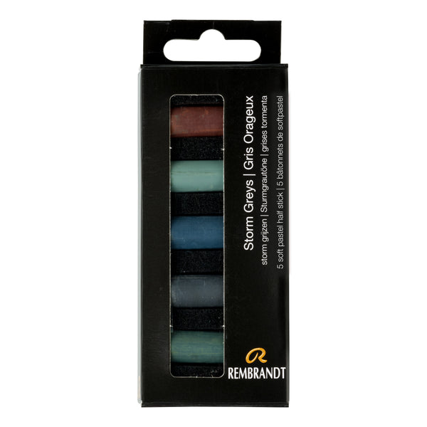 Rembrandt Set pastels tendres Gris Orageux | 5 demi-pastels