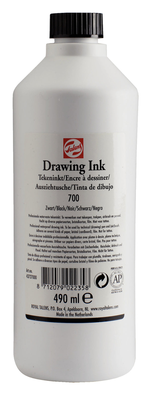 Talens Encre à Dessiner Bouteille 490 ml