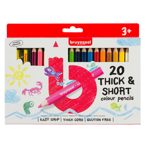 Bruynzeel Kids crayons de couleur courts/épais, par 20