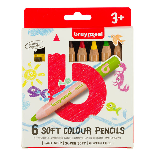 Bruynzeel Kids crayons de couleur tendres par 6