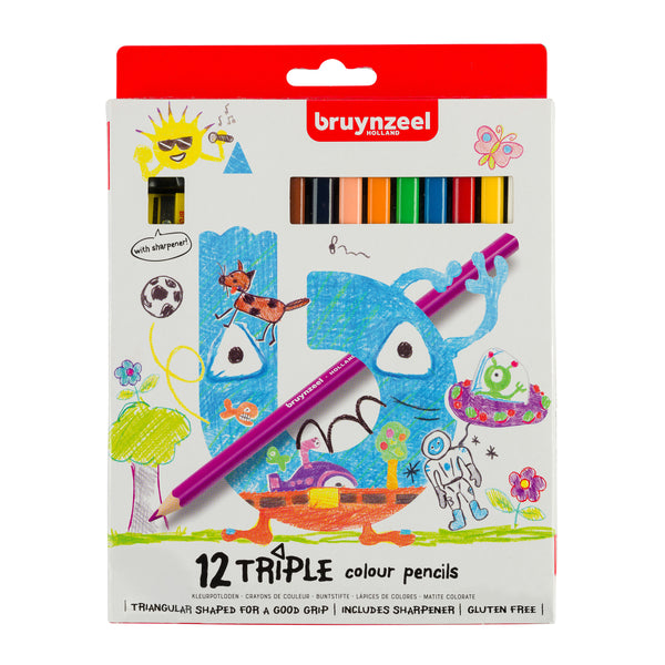 Bruynzeel Estuche de 12 lápices de color Kids triangulares