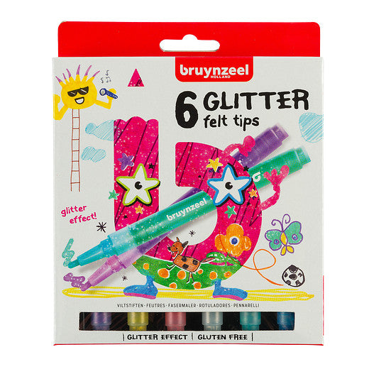 Bruynzeel Glitter felt tip set | 6 colours