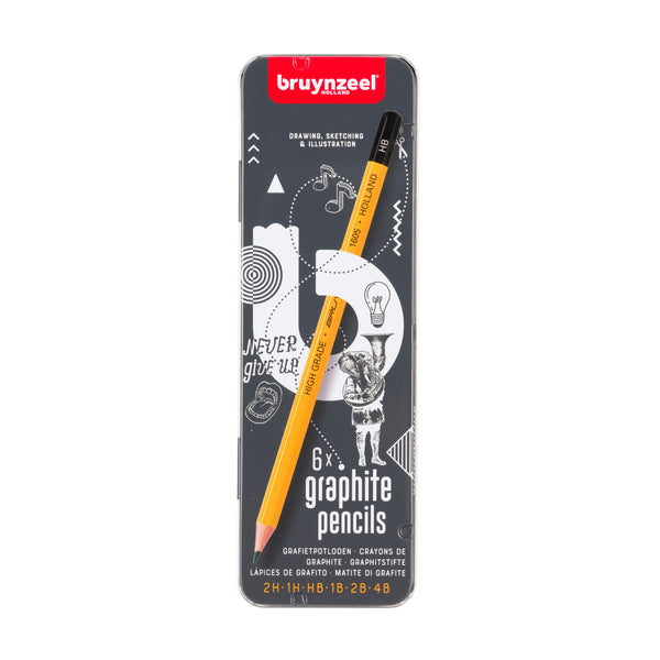 Bruynzeel Teens Burotek Boîte métallique 6 crayons graphite