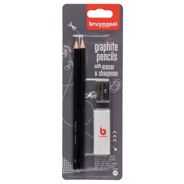 Bruynzeel Graphite pencils | 2 HB  + sharpener & eraser