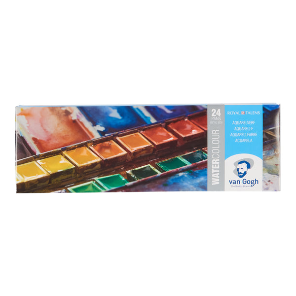 Van Gogh Aquarelverf set in metalen blik met 24 kleuren in halve Napjes