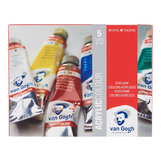 Van Gogh Set débutant couleurs acryliques avec 5 couleurs en tube de 40 ml