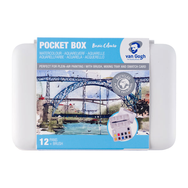 Van Gogh Aquarelverf pocket box Basic Colours met 12 kleuren in halve Napjes