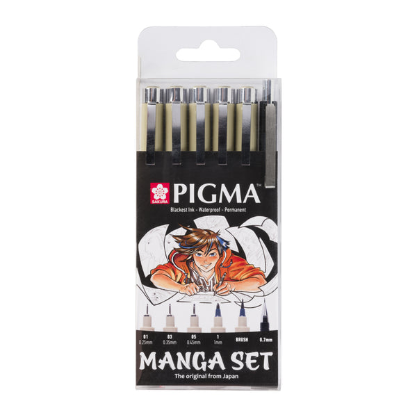 Sakura Pigma Micron fineliner Manga set |  6 sizes, black