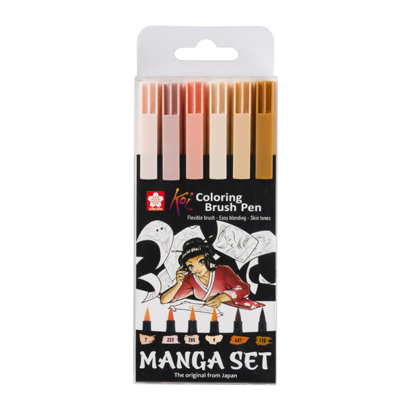 Sakura Collection Manga unique de 6 stylos brush Koi Colouring