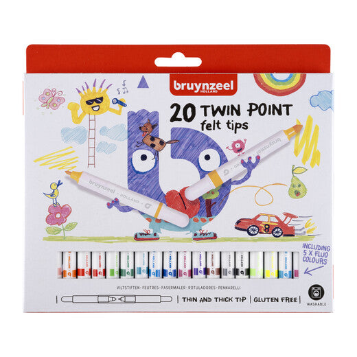 Bruynzeel Twin point felt tip set | 20 colours