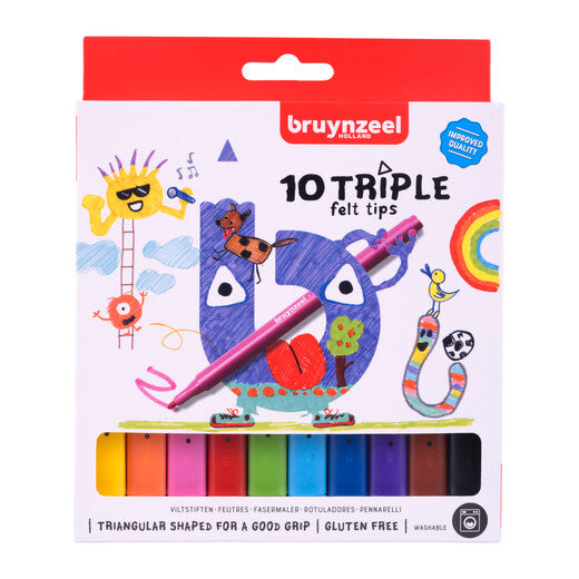 Bruynzeel Triple felt tip set | 10 colours