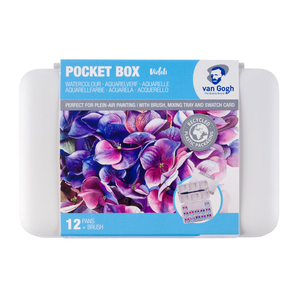 Van Gogh Aquarelverf pocket box roze en violetten met 12 kleuren in halve Napjes