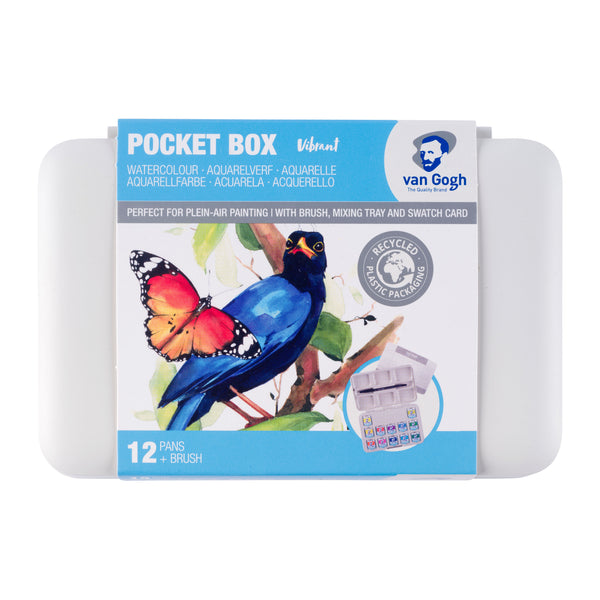 Van Gogh Aquarelverf pocket box felle tinten met 12 kleuren in halve Napjes