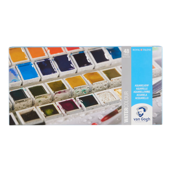 Van Gogh Aquarelverf set in metalen blik met 48 kleuren in halve Napjes