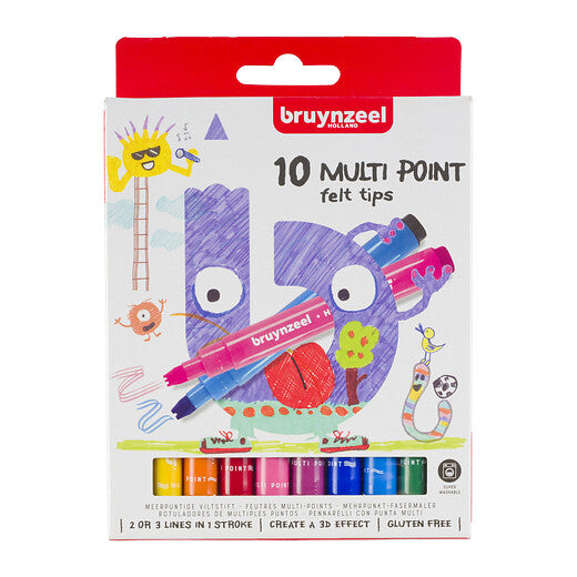 Bruynzeel Multi point felt tip set | 10 colours