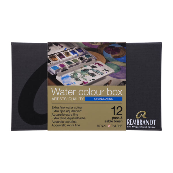 Rembrandt Aquarelle set métal Couleurs Granulation | 12 godets + pinceau