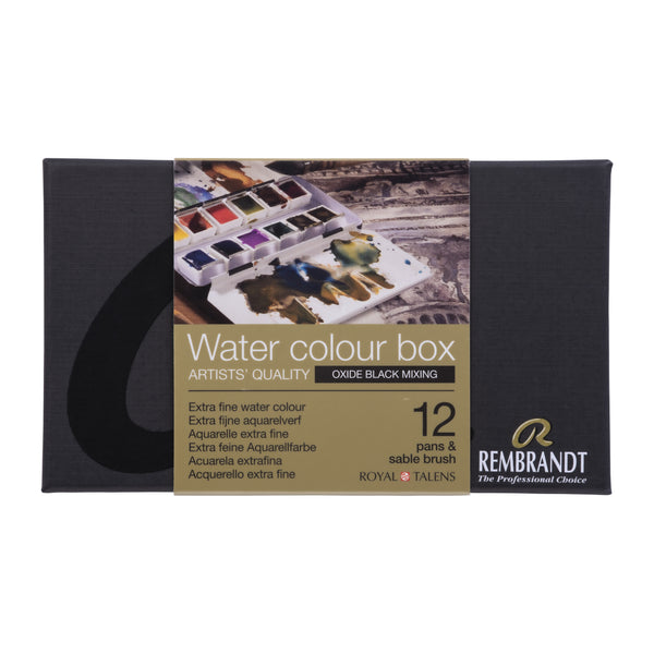 Rembrandt Aquarelle set métal Couleurs de mélange Noir Oxyde | 12 godets + pinceau