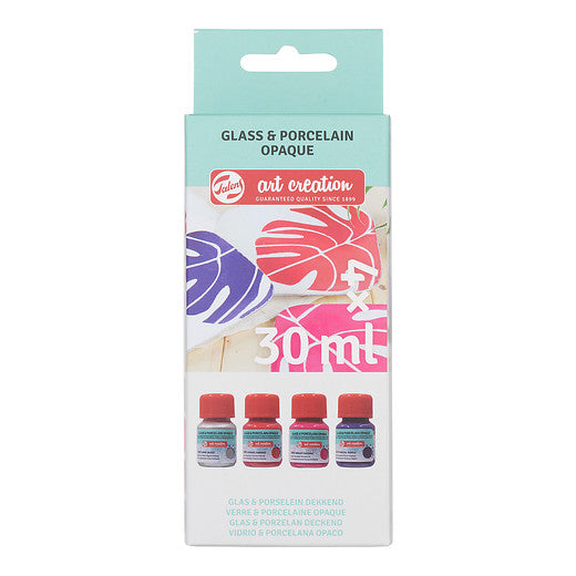 Talens Art Creat.Glas & Porselein Dekkend Set 4 x 30 ml Roze Zilver