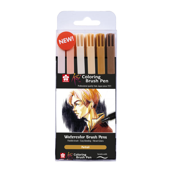 Sakura Koi Coloring Brush Pen Set Portrait | 6 Farben