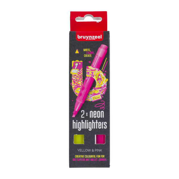 Bruynzeel Textmarker Set 2 Farben - Gelb und Rosa