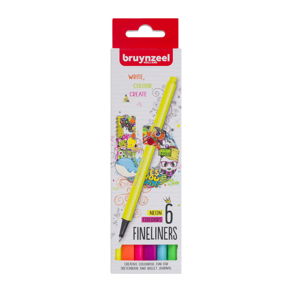 Bruynzeel Fineliner Set Neon 6 Farben