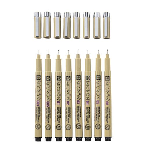 Sakura Pigma Micron fineliner set | 8 sizes, black