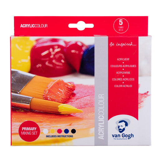 Pintura acrílica Van Gogh, estuche de mezcla de colores primarios | 5 x 40 ml