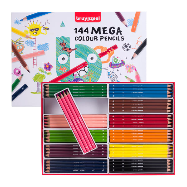 Bruynzeel Set de crayons de couleur Mega | 12 x 12 couleurs