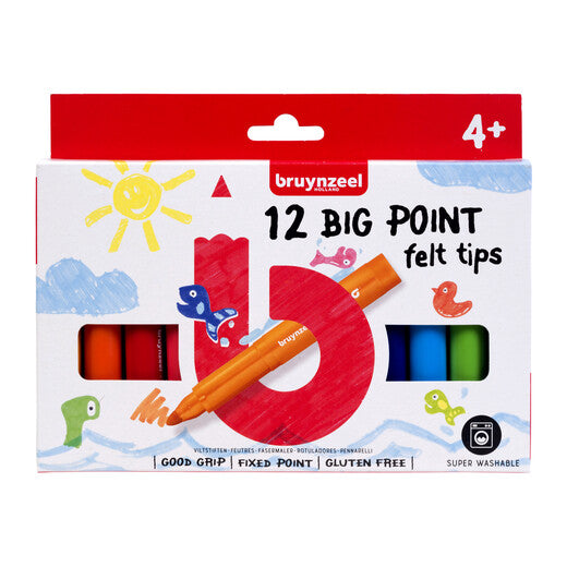 Bruynzeel Big point felt tip set | 12 colours