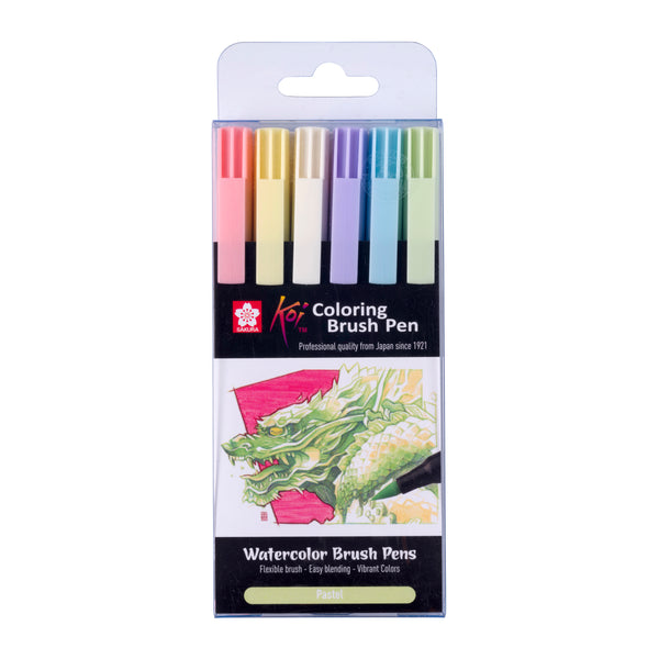 Sakura Koi Colouring Brush Pen set Pastel | 6 colours