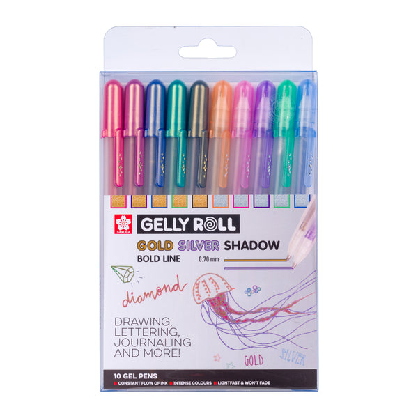 Sakura Gelly Roll Gold & Silver Shadow set | 10 colores