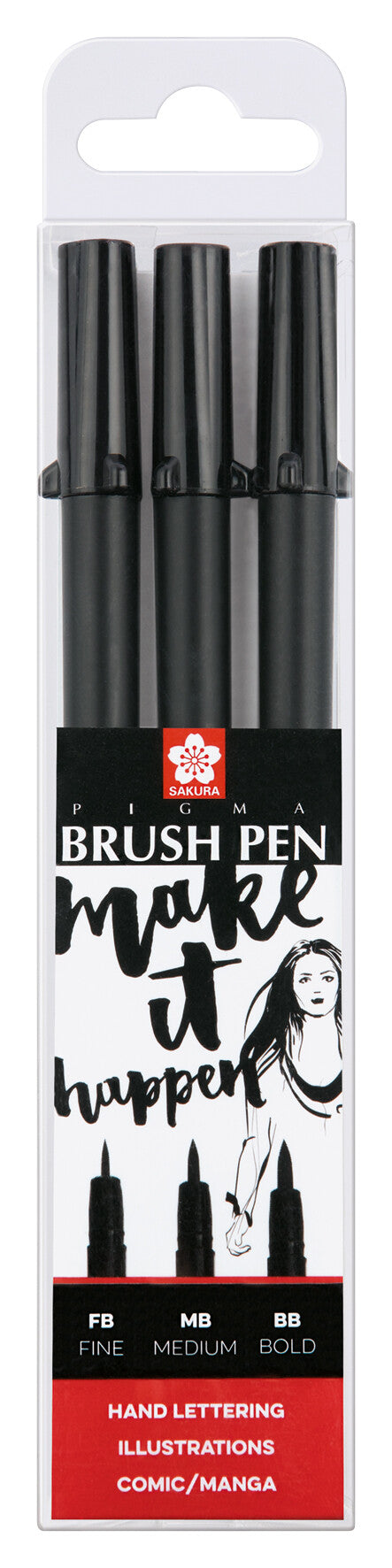 Sakura PIGMA BRUSH Pen Set, 3 x Fb Mb Bb 