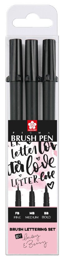 Sakura Pigma Penseel Pen Set, 3 x FB MB BB voor handlettering