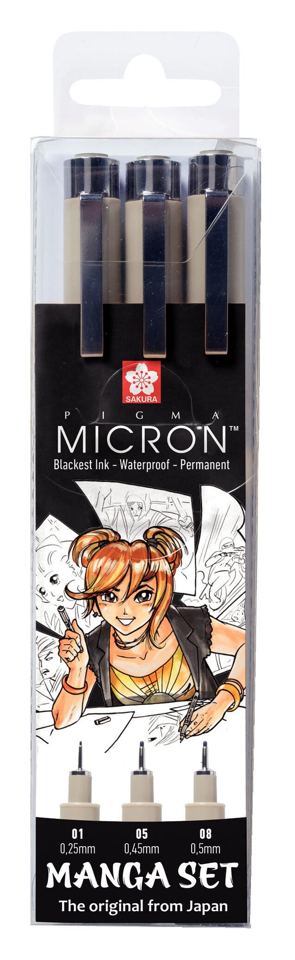 Sakura Pigma Micron fineliner set Manga Collection | 3 sizes, black