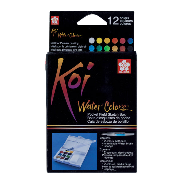 Sakura Koi Water Colors Pocket Field Sketch Box | 12 half pans