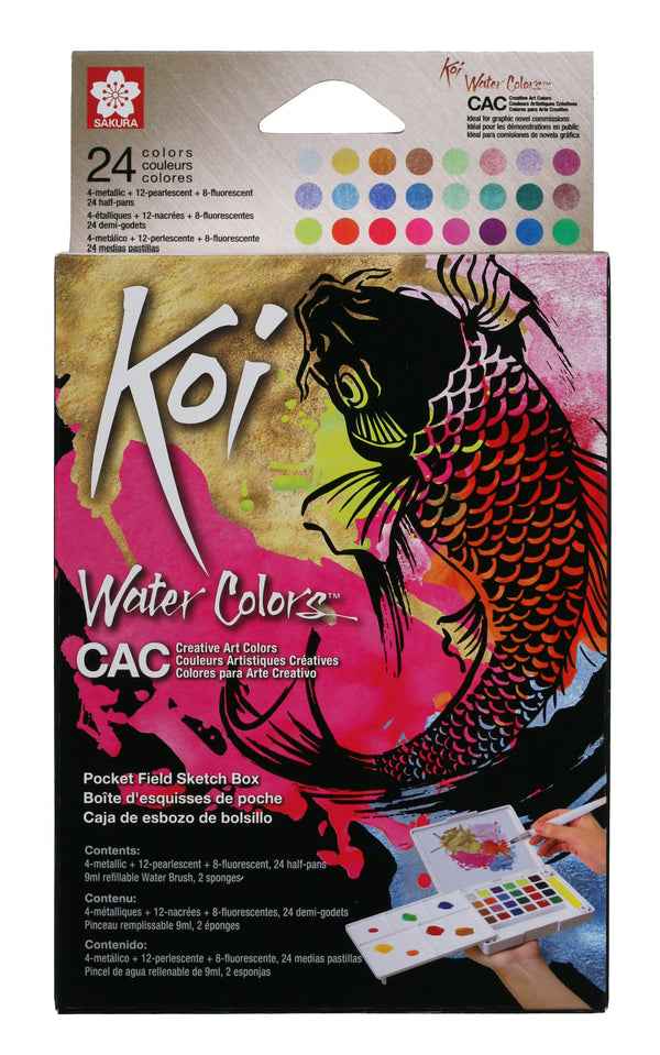 Sakura Koi Water Colors Pocket Field Sketch Box Creative Art Colors | 24 medias pastillas