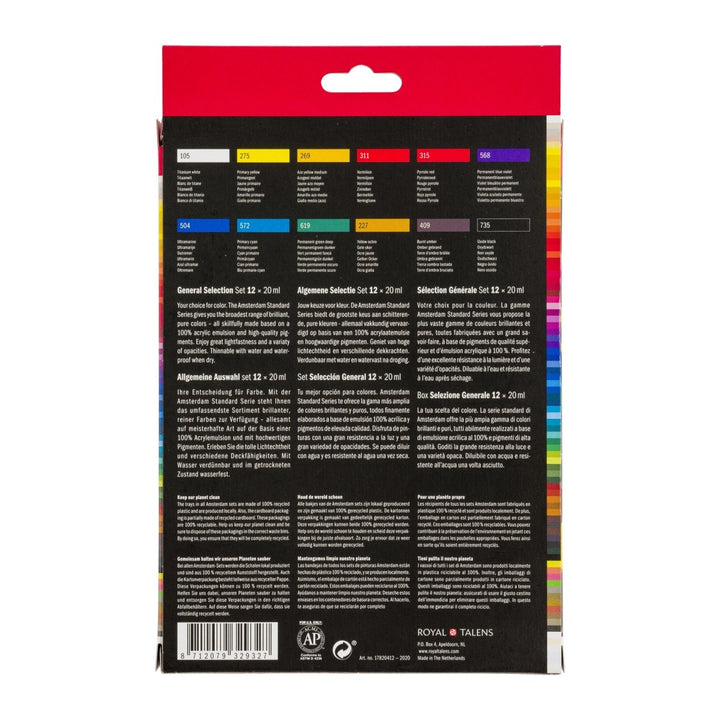 Amsterdam Standard Series acrylic paint general selection set | 12 x 20 ml