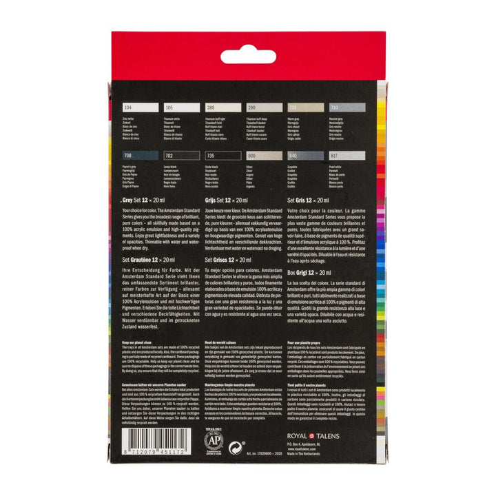 Amsterdam Standard Series acrylic paint grey set | 12 x 20 ml