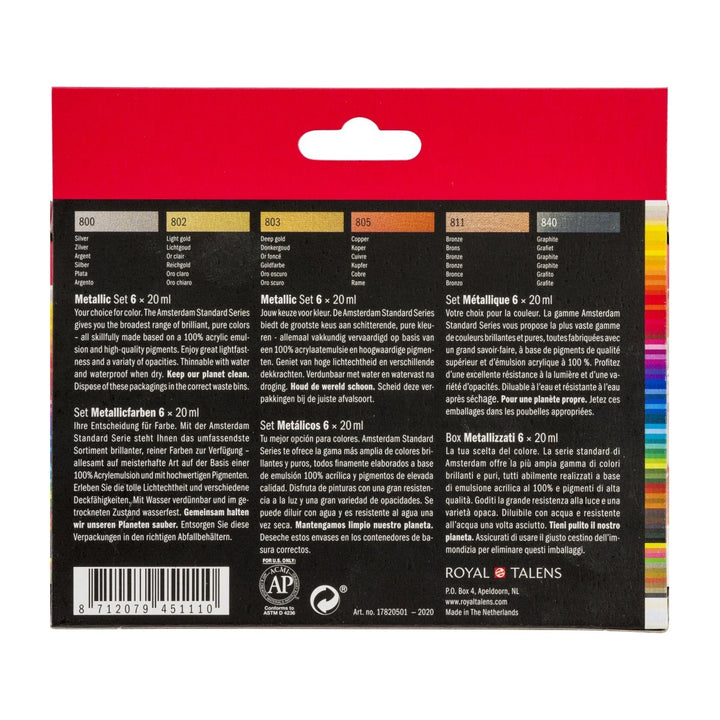 Amsterdam Standard Series acrylic paint metallic set | 6 x 20 ml