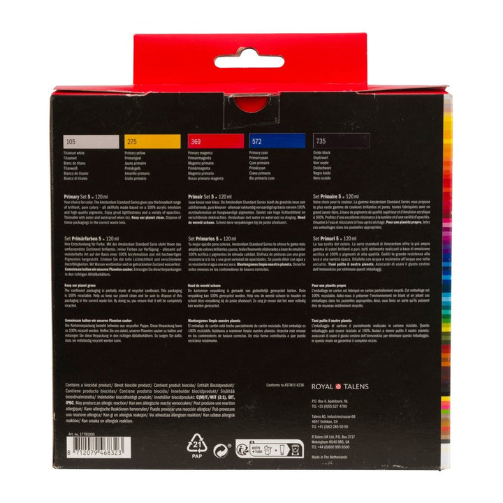 Amsterdam Standard Series acrylic paint primary set | 5 x 120 ml