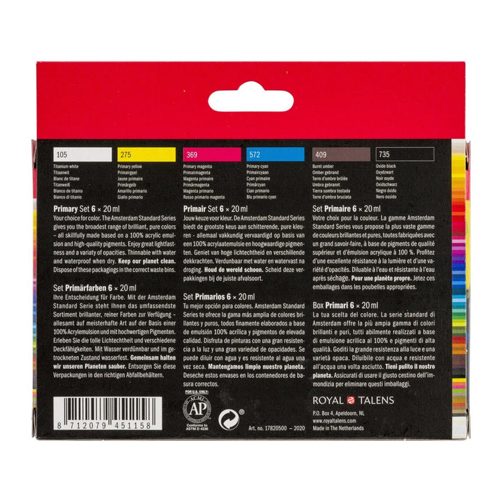 Amsterdam Standard Series acrylic paint primary set | 6 x 20 ml