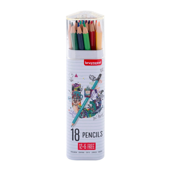 Bruynzeel Colour pencil tin | 12 + 6 free colours