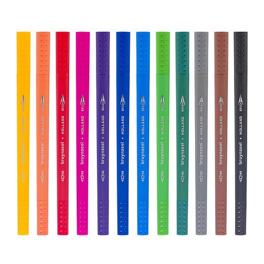 Bruynzeel Fineliner/brush pen set | 12 colours