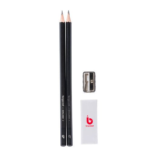 Bruynzeel Graphite pencil set | 2 HB graphite pencils + sharpener & eraser